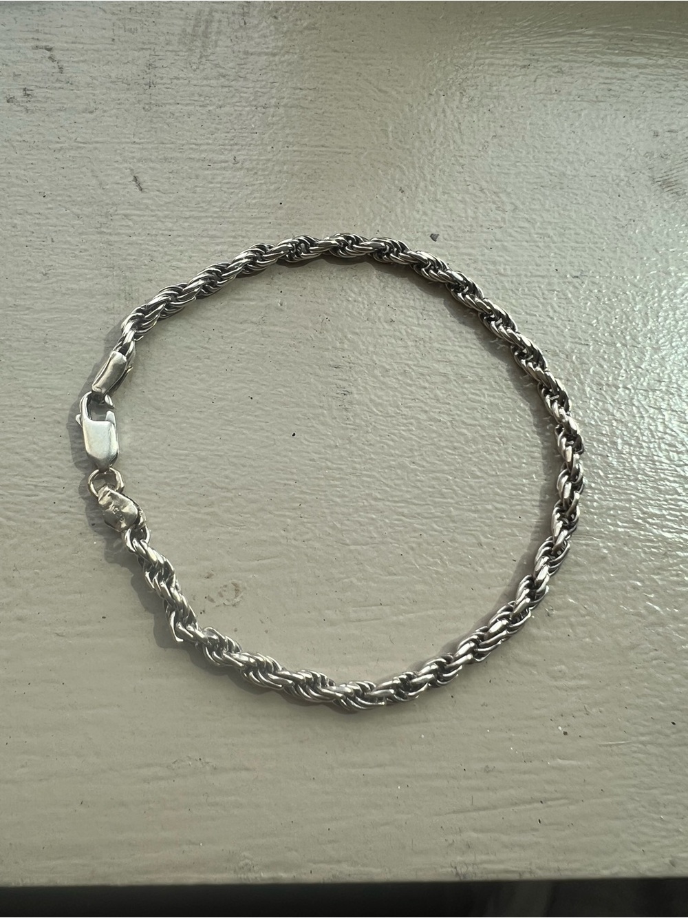 Sterling Silver Rope Chain Bracelet - Classic Silver 925 Italy